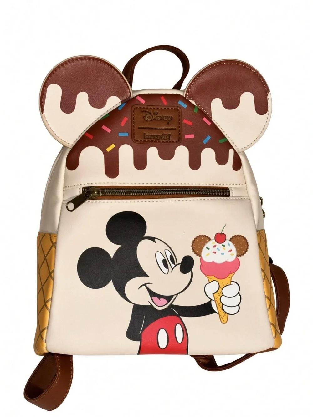 Disney Mickey Mouse Ice Cream Mini Backpack - Cream, Brown, Black, Red